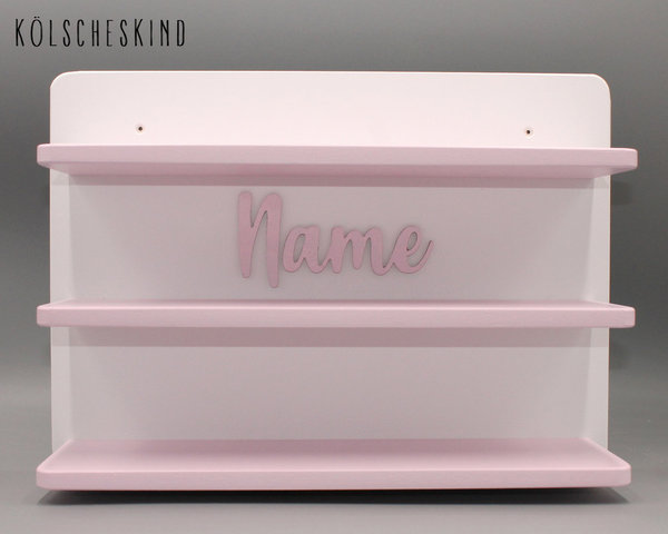 XXL 3er Wand Tonie ® Regal personalisiert bis zu 75 Tonies ® - Farbe: weiß-rosa - Name rosa